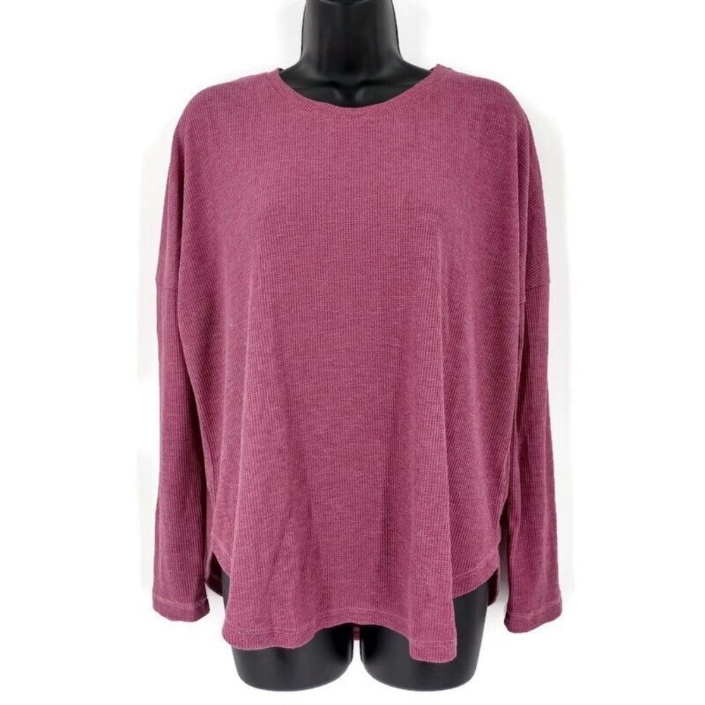 COTTON ON Sz S Oversized Waffle Knit Sweater Mauve Pink Cozy Casual Lounge Fall - Picture 2 of 12